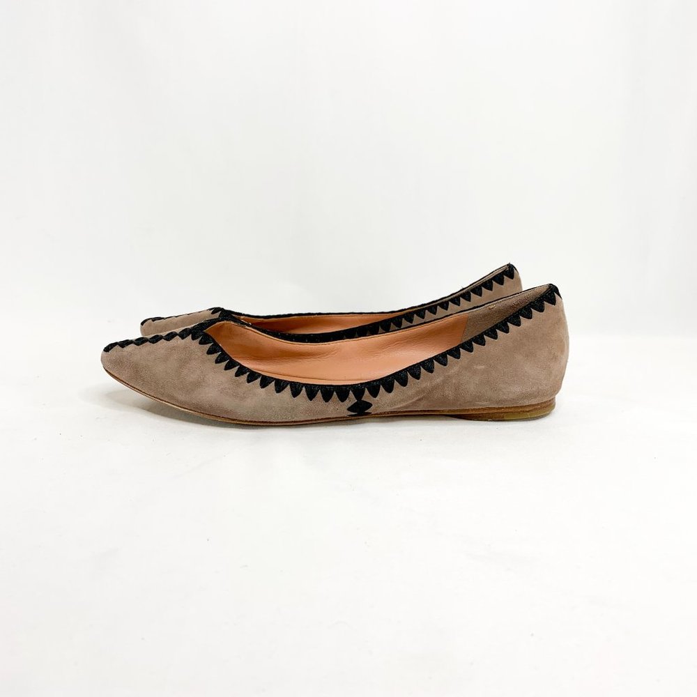 SIGERSON MORRISON Suede Stitched Pointed Flats - Picture 4 of 8